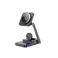 Бездротовий зарядний пристрій HOCO CQ10 Consuelo folding 3-in-1 wireless fast charger Black