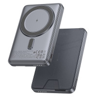 Зовнішній акумулятор HOCO Q46 Title PD20W magnetic power bank+card holder+phone holder(5000mAh) Silver Gray