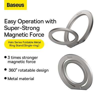 Підставка для мобільного  Baseus Halo Series Foldable Metal Ring Stand（Single-ring）Silver