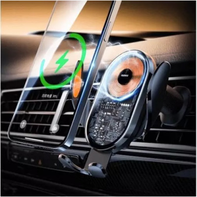 Автотримач для телефона з БЗП REMAX 15W Ultra-thin 3-Axis Linkage Car Holder RM-C17i Black Автотримач для телефона з БЗП REMAX 15W Ultra-thin 3-Axis Linkage Car Holder RM-C17i Black
