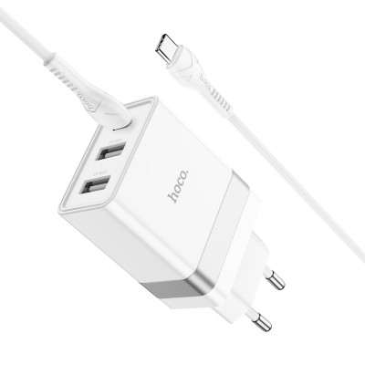 Мережевий зарядний пристрій HOCO N21 Pro Tourer PD30W (2A1C) charger set(Type-C to Type-C) White Мережевий зарядний пристрій HOCO N21 Pro Tourer PD30W (2A1C) charger set(Type-C to Type-C) White