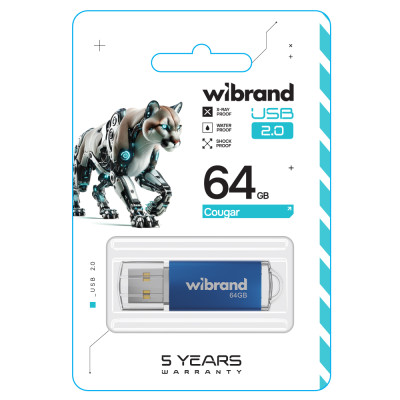 Флеш-накопичувач Wibrand USB 2.0 Cougar 64Gb Blue
