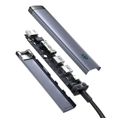 USB-хаб Baseus UltraJoy Series 7-Port HUB AIR Space Grey (Type-C to HDMI4K@60Hz*1+USB3.0*2+PD*1+SD/TF3.0*1+3.5mm*1) USB-хаб Baseus UltraJoy Series 7-Port HUB AIR Space Grey (Type-C to HDMI4K@60Hz*1+USB3.0*2+PD*1+SD/TF3.0*1+3.5mm*1)