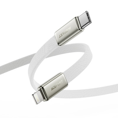 Кабель ACEFAST C24-01, USB to iP, 30W, 1.2m, Braided wire, Zinc alloy + TPE connectors, White Кабель ACEFAST C24-01, USB to iP, 30W, 1.2m, Braided wire, Zinc alloy + TPE connectors, White
