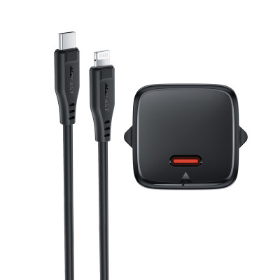 Мережевий зарядний пристрій ACEFAST A118 PD30W mini GaN USB-C fast charger set (P16) Black
