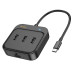 USB-Hub HOCO HB35 Easy link 4-in-1 100 Mbps Ethernet Adapter(Type-C to USB2.0*3+RJ45)(L=0.2M) Black