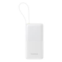 Зовнішній акумулятор Baseus Bipow 2 Digital Display Power Bank With Built-in USB-C Cable 20000mah 20W Moon White Зовнішній акумулятор Baseus Bipow 2 Digital Display Power Bank With Built-in USB-C Cable 20000mah 20W Moon White