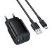 Мережевий зарядний пристрій з кабелем BOROFONE BAS82A Star single port QC3.0 charger set (Micro) (EU) Black