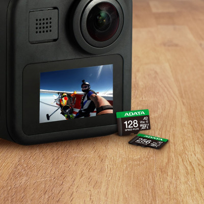 Карта пам'яті microSDXC (UHS-1 U3) A-DATA SPEED PLUS 128Gb Class 10 V30 A2 (R-180Mb/s W160Mb/s) (adapter SD)