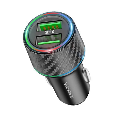 Автомобільний зарядний пристрій BOROFONE BZ21A Brilliant 36W dual port QC3.0 car charger Black Автомобільний зарядний пристрій BOROFONE BZ21A Brilliant 36W dual port QC3.0 car charger Black