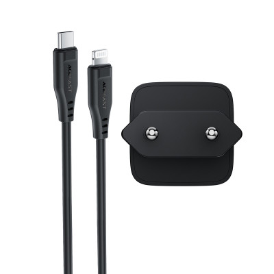 Мережевий зарядний пристрій ACEFAST A118 PD30W mini GaN USB-C fast charger set (P16) Black