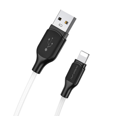 Кабель BOROFONE BX42 USB to iP 2.4A, 1m, silicone, TPE connectors, White Кабель BOROFONE BX42 USB to iP 2.4A, 1m, silicone, TPE connectors, White