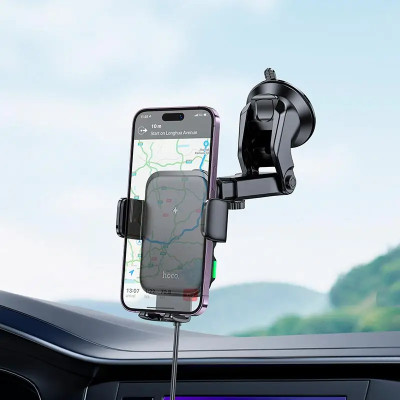Автотримач для телефона з БЗП HOCO HW11 Jenny three-axis linkage wireless fast charging car holder(center console) Black Автотримач для телефона з БЗП HOCO HW11 Jenny three-axis linkage wireless fast charging car holder(center console) Black