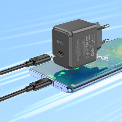 Мережевий зарядний пристрій HOCO CS13A Ocean single port PD20W charger Black Мережевий зарядний пристрій HOCO CS13A Ocean single port PD20W charger Black