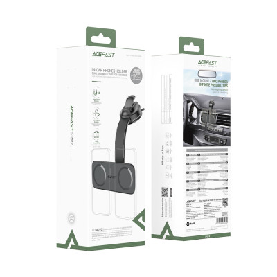 Автотримач для телефона ACEFAST D60 dual magnet car holder for dashboard Black