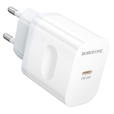 Мережевий зарядний пристрій BOROFONE BA99A Breeze single port PD20W charger White Мережевий зарядний пристрій BOROFONE BA99A Breeze single port PD20W charger White