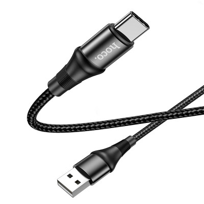 Кабель HOCO X50 USB to Type-C 3A, 1m, nylon, aluminum connectors, Black Кабель HOCO X50 USB to Type-C 3A, 1m, nylon, aluminum connectors, Black