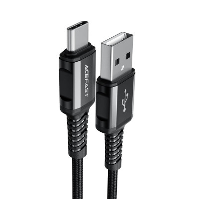 Кабель ACEFAST C1-04 USB to Type-C 3A, 1.2m, nylon aluminum connectors, Black Кабель ACEFAST C1-04 USB to Type-C 3A, 1.2m, nylon aluminum connectors, Black