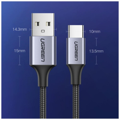 Кабель UGREEN US288 USB-A 2.0 to USB-C Cable Nickel Plating Aluminum Braid 2m (Black) (UGR-60128) Кабель UGREEN US288 USB-A 2.0 to USB-C Cable Nickel Plating Aluminum Braid 2m (Black) (UGR-60128)