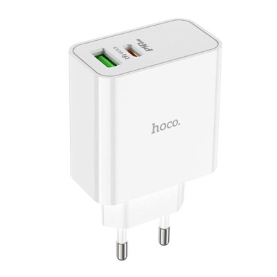 Мережевий зарядний пристрій HOCO C113A Awesome PD65W dual port(1A1C) charger White