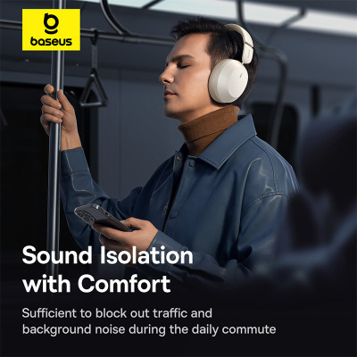 Бездротові накладні навушники Baseus Bass 35 Max Wireless Headphones Stellar White