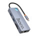USB-хаб HOCO HB52 Wow 8-in-1 multi-function converter (HDTV+RJ45+SD/TF+PD+Type-C3.0+USB3.0*2) Deep Space Gray
