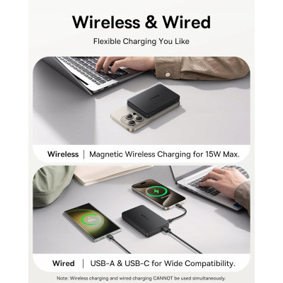 Зовнішній акумулятор Baseus Airpow Ⅱ Qi2 Magnetic Power Bank 10000mAh 22.5W Cosmic Black （With Simple Series Charging Cable Type-C to Type-C（20V/3A）30