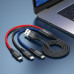 Кабель HOCO X76 USB to iP+Type-C+Micro 2A, 1m, nylon, aluminum connectors Black+Red+Blue Кабель HOCO X76 USB to iP+Type-C+Micro 2A, 1m, nylon, aluminum connectors Black+Red+Blue