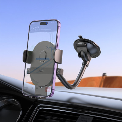 Автотримач для телефона HOCO H20 Mighty one-button car holder(windshield) Black