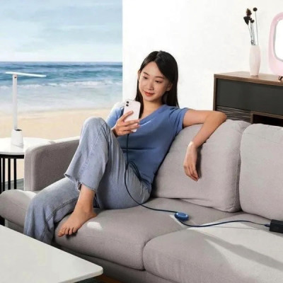 Кабель Baseus Bright Mirror 2 Series Retractable 3-in-1 Fast Charging  Data Cable Type-C to M+L+C 100W 1.1m Blue