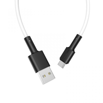 Кабель BOROFONE BX31 USB to Type-C 3A, 1m, silicone, TPE connectors, White Кабель BOROFONE BX31 USB to Type-C 3A, 1m, silicone, TPE connectors, White