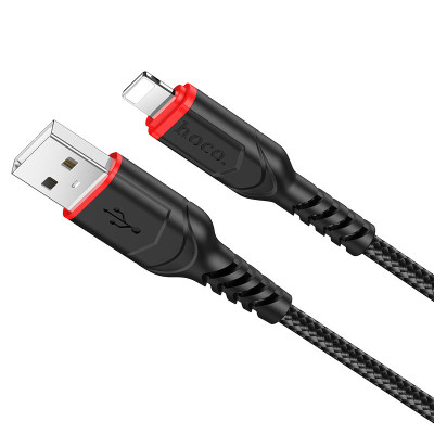 Кабель HOCO X59 USB to iP 2.4A, 1m, nylon, TPE connectors, Black Кабель HOCO X59 USB to iP 2.4A, 1m, nylon, TPE connectors, Black