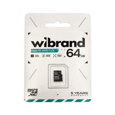 Карта пам'яті microSDXC (UHS-1 U3) Wibrand 64Gb class 10 Карта пам'яті microSDXC (UHS-1 U3) Wibrand 64Gb class 10