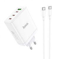 Мережевий зарядний пристрій HOCO N31 Leader PD100W four-port(3C1A) fast charger set(Type-C to Type-C) White Мережевий зарядний пристрій HOCO N31 Leader PD100W four-port(3C1A) fast charger set(Type-C to Type-C) White