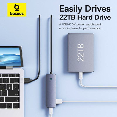 USB-хаб Baseus UltraJoy Series 4-Port  HUB Lite 50cm Space Grey（USBA to USB3.0*4+Type-C5V）