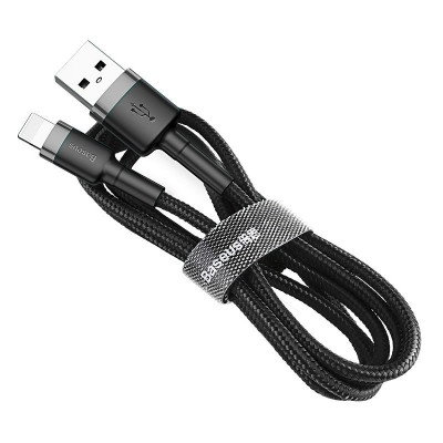 Кабель Baseus Cafule Cable USB For iP 2A 3m Gray+Black Кабель Baseus Cafule Cable USB For iP 2A 3m Gray+Black