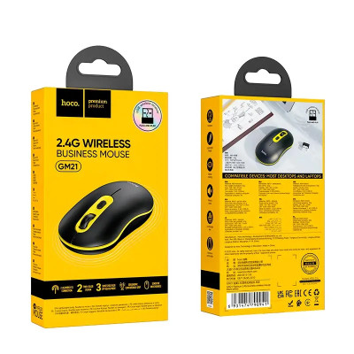 Маніпулятор миша HOCO GM21 Platinum 2.4G business wireless mouse Black Yellow Маніпулятор миша HOCO GM21 Platinum 2.4G business wireless mouse Black Yellow
