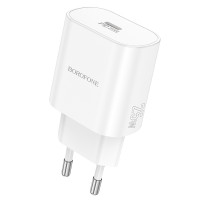 Мережевий зарядний пристрій BOROFONE BA82A Platinum single port PD25W charger(EU) White Мережевий зарядний пристрій BOROFONE BA82A Platinum single port PD25W charger(EU) White