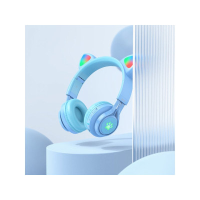 Бездротові накладні навушники HOCO W39 Cat ear kids BT headphones Blue