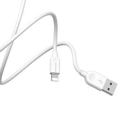 Кабель BOROFONE BX14 USB to iP 2.4A, 2m, PVC, TPE connectors, White Кабель BOROFONE BX14 USB to iP 2.4A, 2m, PVC, TPE connectors, White