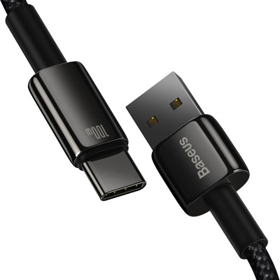 Кабель Baseus Tungsten Gold Fast Charging Data Cable USB to Type-C 100W 1m Black Кабель Baseus Tungsten Gold Fast Charging Data Cable USB to Type-C 100W 1m Black
