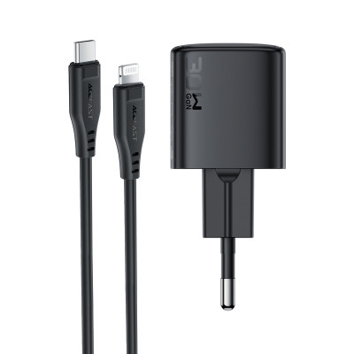 Мережевий зарядний пристрій ACEFAST A118 PD30W mini GaN USB-C fast charger set (P16) Black
