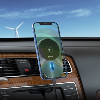 Автотримач для телефона з БЗП HOCO CA91 Magic magnetic wireless fast charging car holder Gray Автотримач для телефона з БЗП HOCO CA91 Magic magnetic wireless fast charging car holder Gray