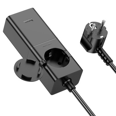 Мережевий зарядний пристрій HOCO NS4 Sharp PD65W(2C1A) desktop socket(EU/GER) Black Мережевий зарядний пристрій HOCO NS4 Sharp PD65W(2C1A) desktop socket(EU/GER) Black