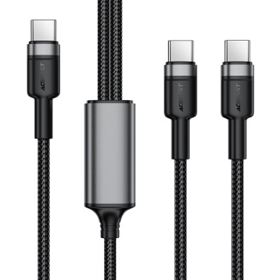 Кабель ACEFAST C22-02 USB-C to 2*USB-C 100W aluminum alloy charging data cable Black Кабель ACEFAST C22-02 USB-C to 2*USB-C 100W aluminum alloy charging data cable Black