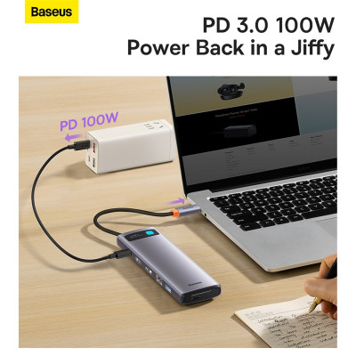 USB-хаб Baseus Metal Gleam Series 12-in-1 Multifunctional Type-C HUB Docking Station Gray USB-хаб Baseus Metal Gleam Series 12-in-1 Multifunctional Type-C HUB Docking Station Gray