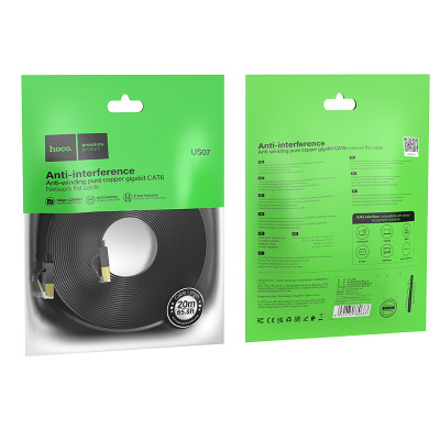 Мережевий кабель HOCO US07 General pure copper flat network cable(L=20M) Black