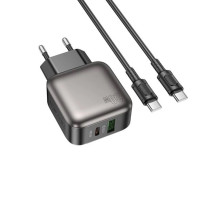 Мережевий зарядний пристрій з кабелем BOROFONE BAS54A Absolute PD20W+QC3.0 charger set (C to C) (EU) Black Мережевий зарядний пристрій з кабелем BOROFONE BAS54A Absolute PD20W+QC3.0 charger set (C to C) (EU) Black