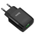 Мережевий зарядний пристрій HOCO C72Q Glorious single port QC3.0 charger 18W Black Мережевий зарядний пристрій HOCO C72Q Glorious single port QC3.0 charger 18W Black