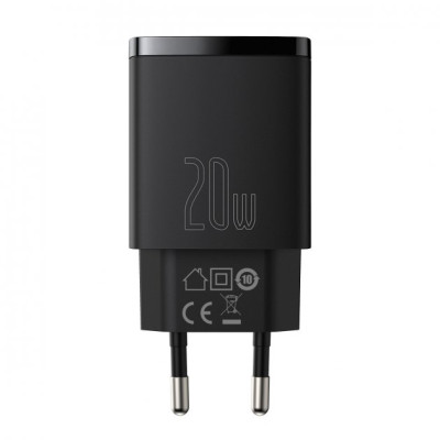 Мережевий зарядний пристрій Baseus Compact Quick Charger U+C 20W EU Black Мережевий зарядний пристрій Baseus Compact Quick Charger U+C 20W EU Black